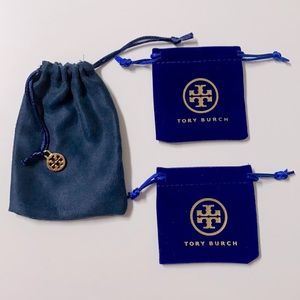 Tory Burch Authentic royal blue velvet pouch set